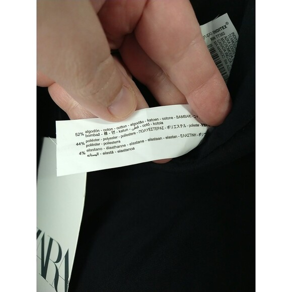 Zara Woman XL Pants Ankle Black Straight Stretch Waist Pocket Officewear - Picture 9 of 12